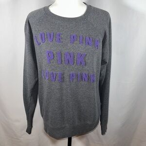 Victoria’s Secret PINK Oversized Grey & Purple Love Pink Sweater